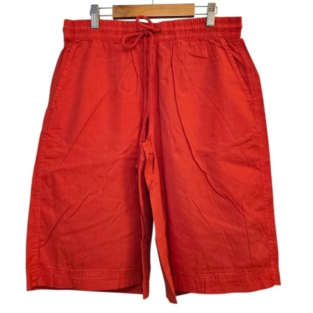 Free People Saylor Poplin Pull-on Shorts Women Bermudas Large Vibrant Red